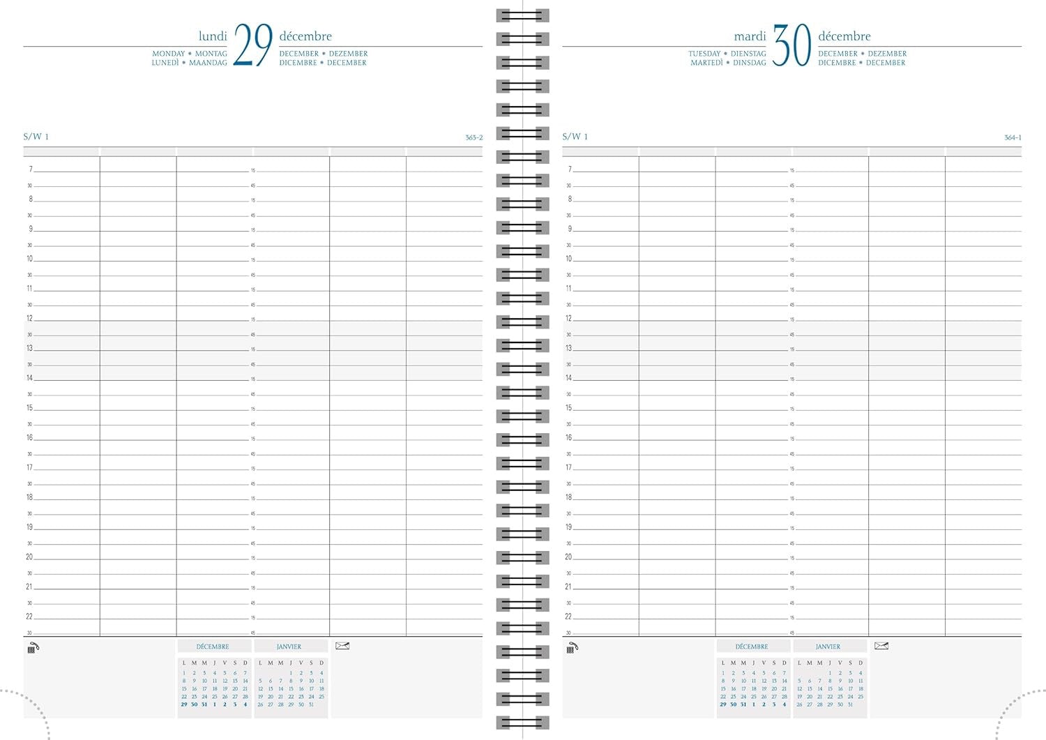 Eacompta TIME 29 A4 2027 Stoff-Einband Blau - 21x29,7cm