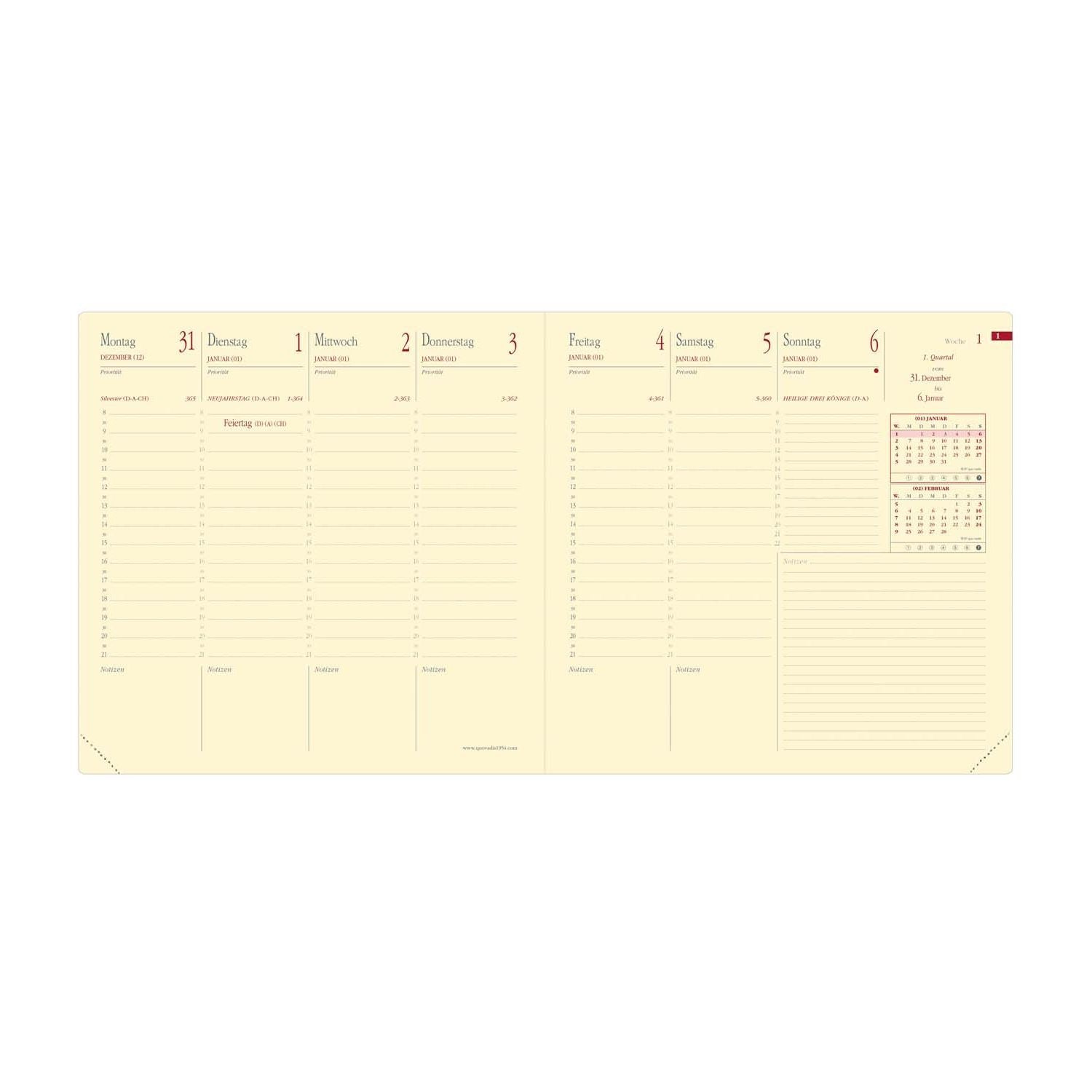 Quo Vadis EXECUTIF PRESTIGE 2027 Medium Perlmutt-Rosa - 16x16cm