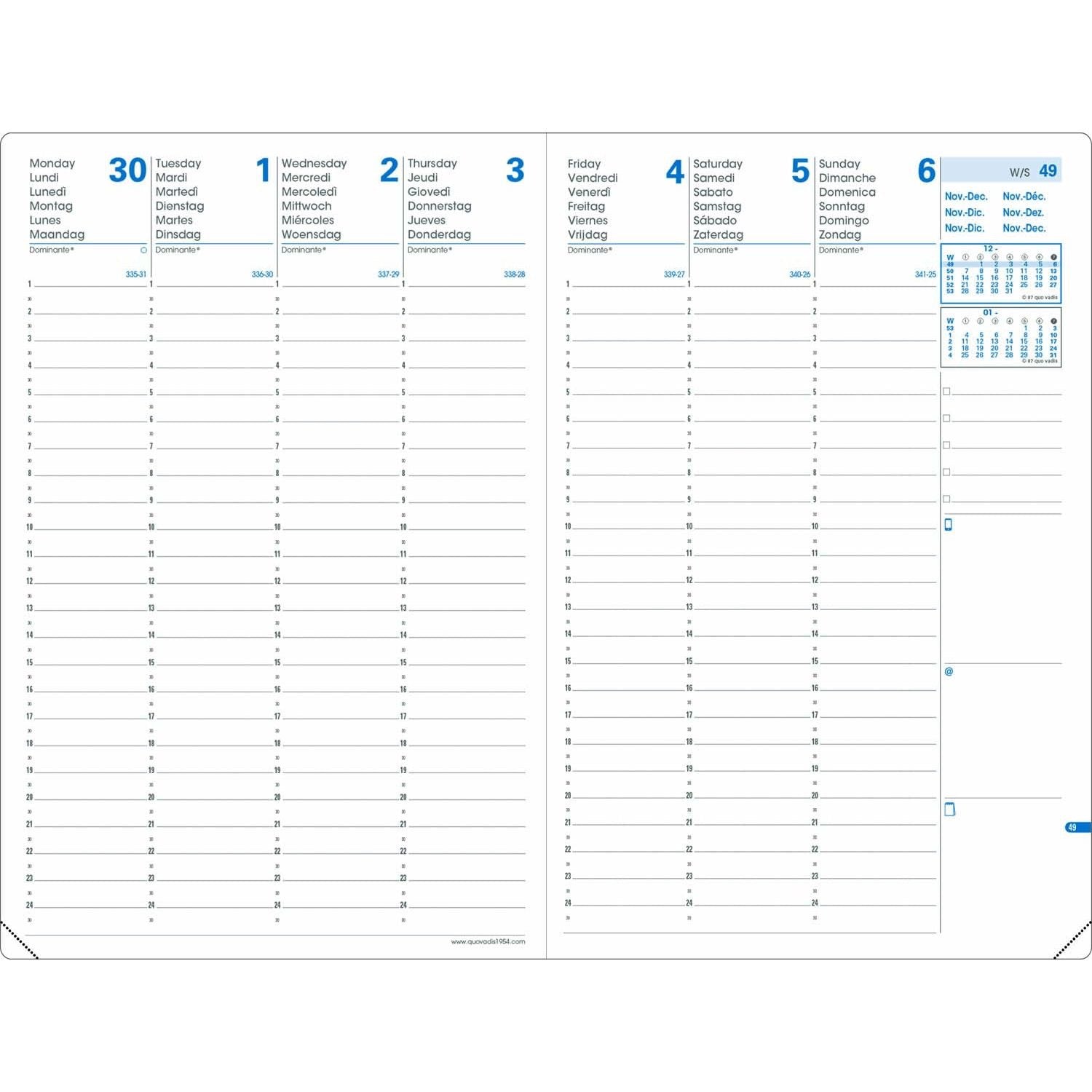 Quo Vadis H24/24 2027 Club Ebenholzschwarz - 16x24cm